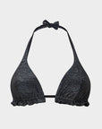 Barbara | Top Bikini Triangolo Lurex con Volant - Nero - donna - Raggianti