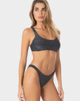 Sabrina | Top Bikini Bralette Lurex con Coppe - Nero - donna - Raggianti