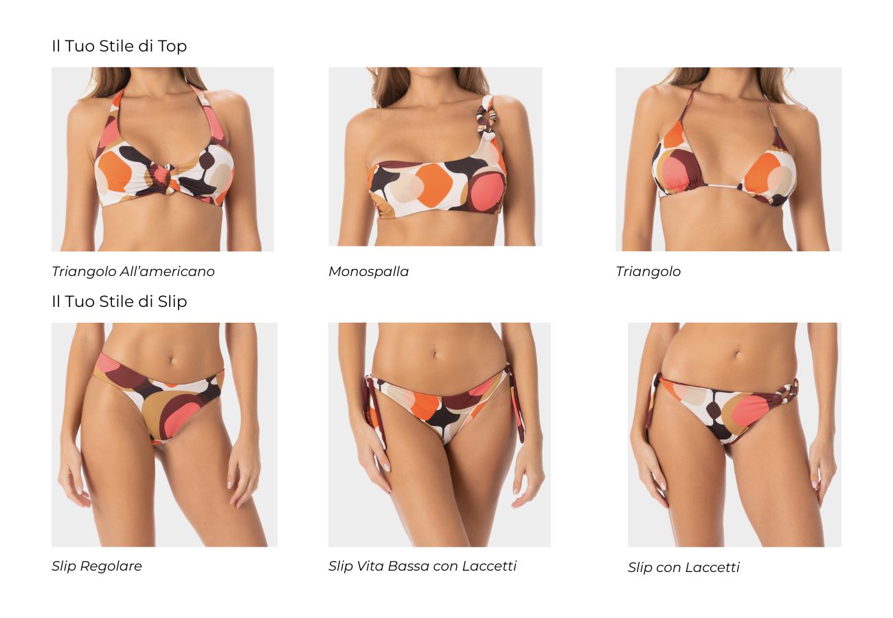 Bikini top e slip coordinabili stessa stampa donna