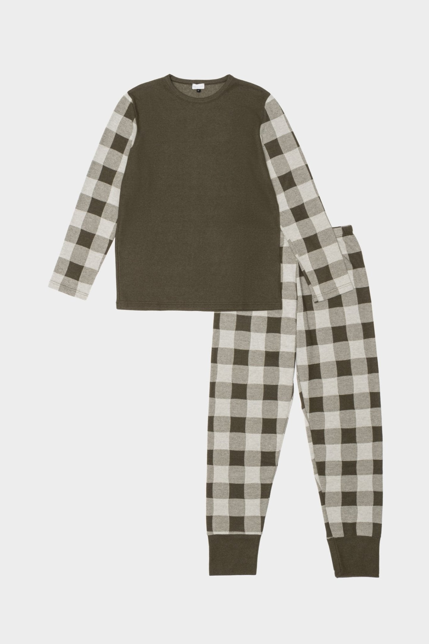 Agnese | Pigiama Lungo - Verde Militare Quadretti - donna - Raggianti