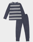 Agnese | Pigiama Lungo - Blu Grigio a Righe
