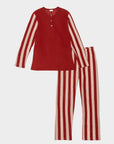 Michela | Pigiama Lungo - Rosso a Righe