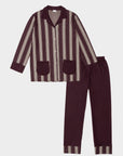 Alina | Pigiama Lungo - Bordeaux a Righe