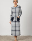 Melina | Camicia da Notte Lunga - Blu a Quadri
