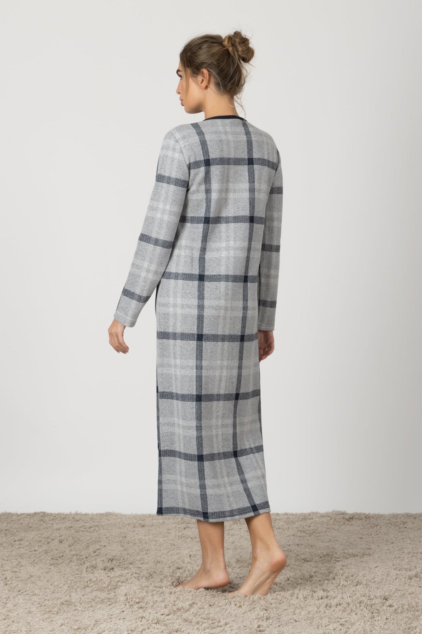 Melina | Camicia da Notte Lunga - Blu a Quadri - donna - Raggianti