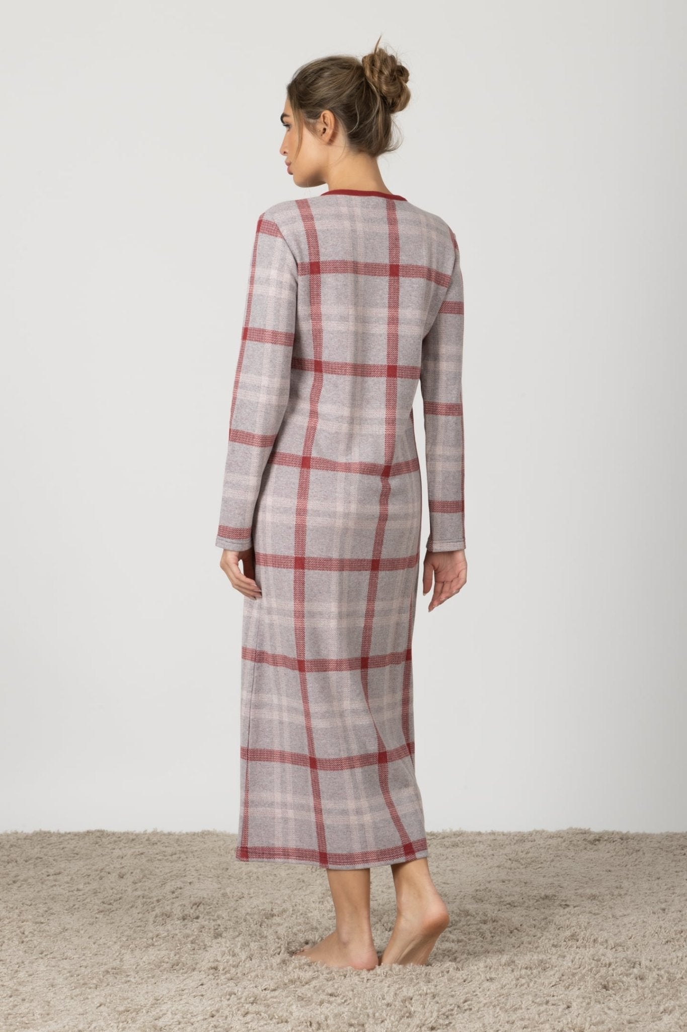 Melina | Camicia da Notte Lunga - Rosso a Quadri - donna - Raggianti