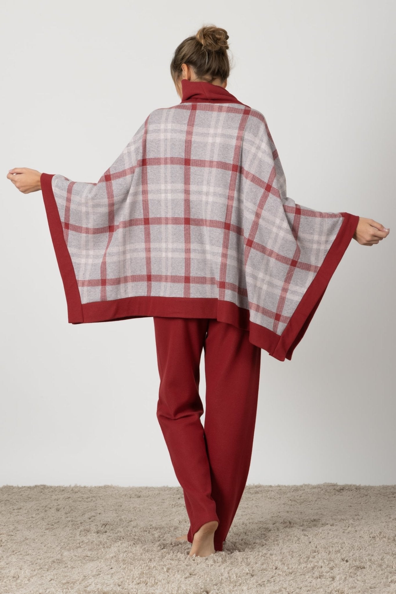 Fiorella | Poncho - Rosso Scozzese - donna - Raggianti