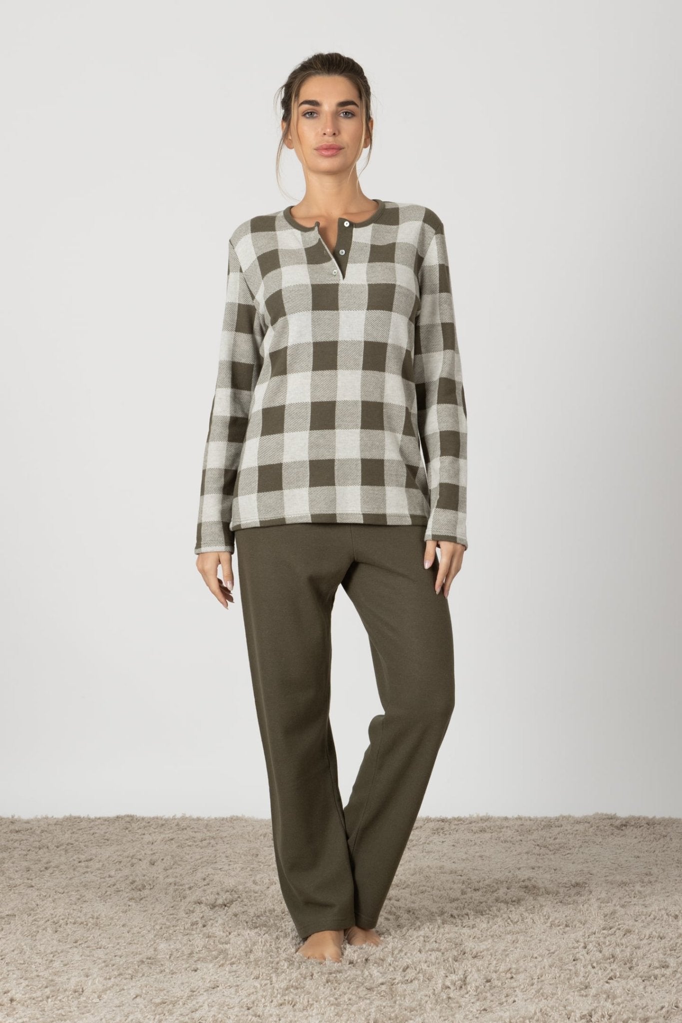 Luisa | Pigiama Serafino - Verde - donna - Raggianti