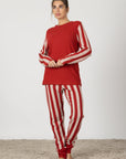 Agnese | Pigiama Lungo - Rosso Rubino a Righe