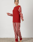 Agnese | Pigiama Lungo - Rosso Rubino a Righe