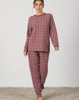 Simona | Pigiama Lungo - Rosso Pied de Poule