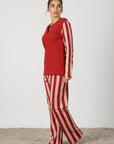 Michela | Pigiama Lungo - Rosso a Righe