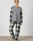 Marcella | Pigiama Lungo - Grigio Quadri