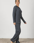 Patrizia | Pigiama Lungo - Blu Navy a Righe
