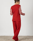 Marisa | Pigiama Lungo - Rosso a Righe