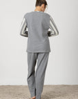Marisa | Pigiama Lungo - Grigio Perla a Righe