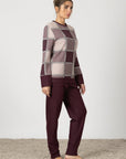 Alessa | Pigiama Lungo - Bordeaux Quadretti