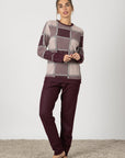 Alessa | Pigiama Lungo - Bordeaux Quadretti