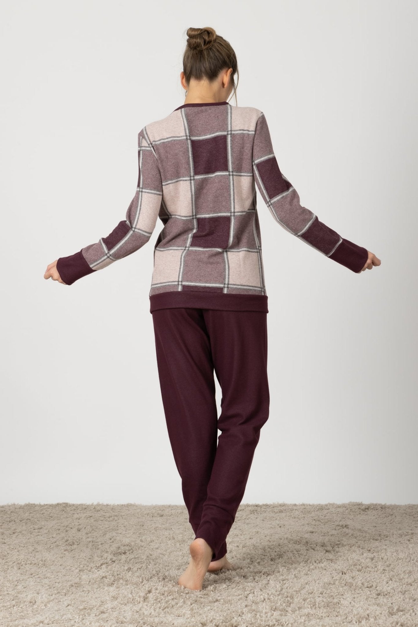 Alessa | Pigiama Lungo - Bordeaux Quadretti - donna - Raggianti