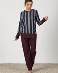 Alessa | Pigiama Lungo - Blu Navy Righe