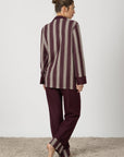 Alina | Pigiama Lungo - Bordeaux a Righe