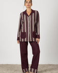 Alina | Pigiama Lungo - Bordeaux a Righe
