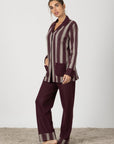 Alina | Pigiama Lungo - Bordeaux a Righe