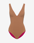 Luna | Costume Intero Double - Magenta/Tabacco - donna - Raggianti