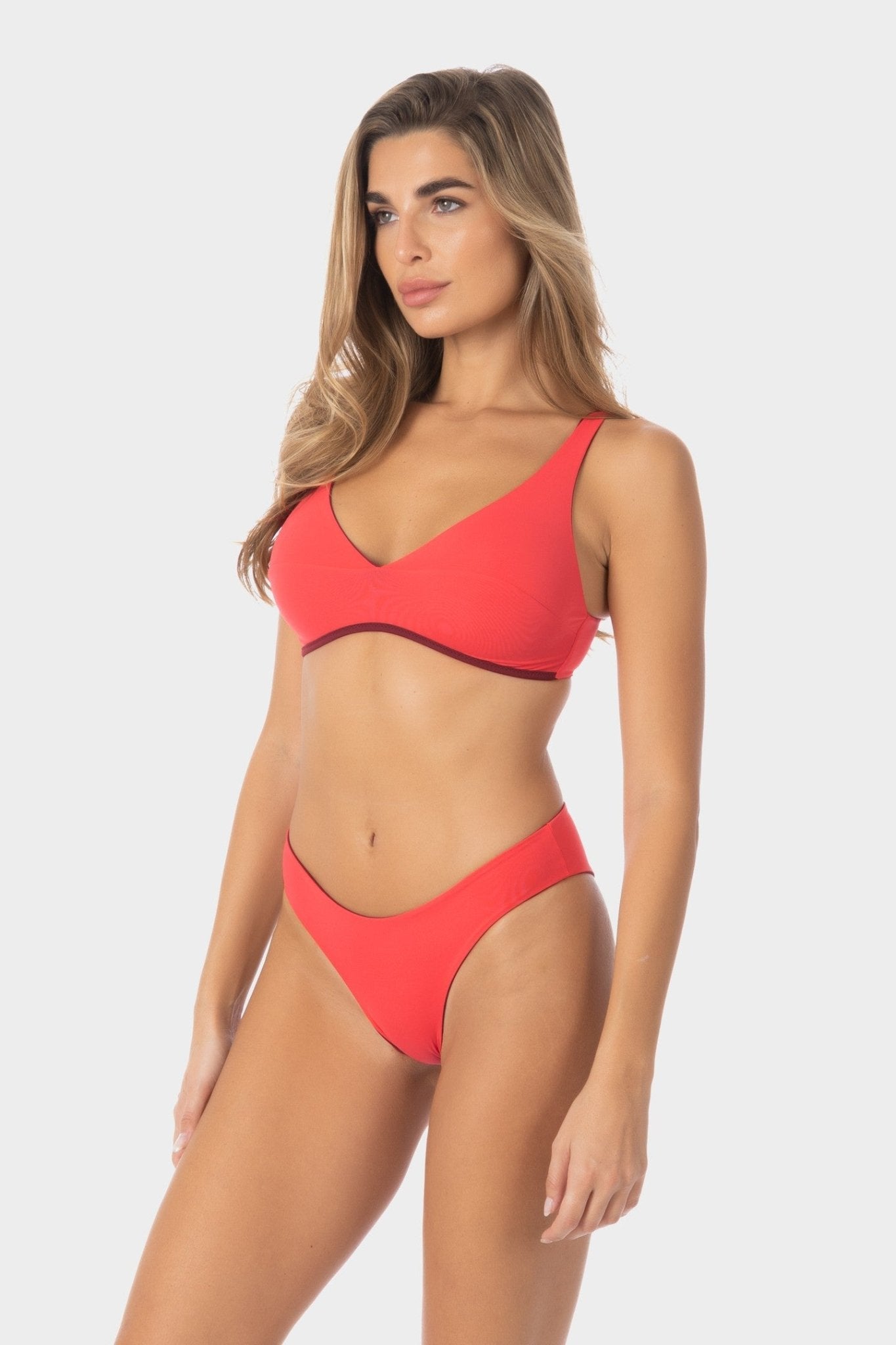 Allegra | Slip Bikini Brasiliana Reversi - Borgogna/Corallo - donna - Raggianti