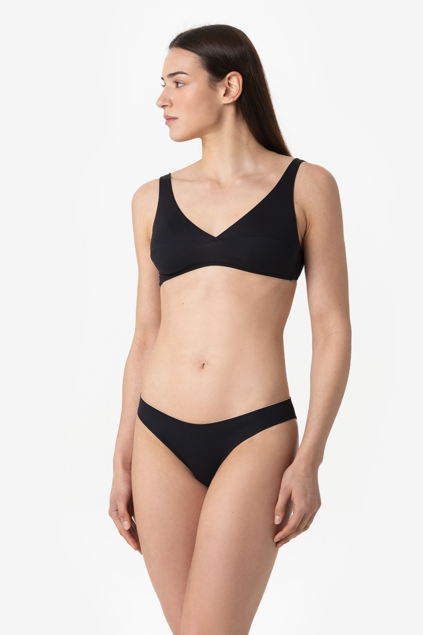 Ginevra | Slip Vita Bassa Double - Nero/Beige - donna - Raggianti