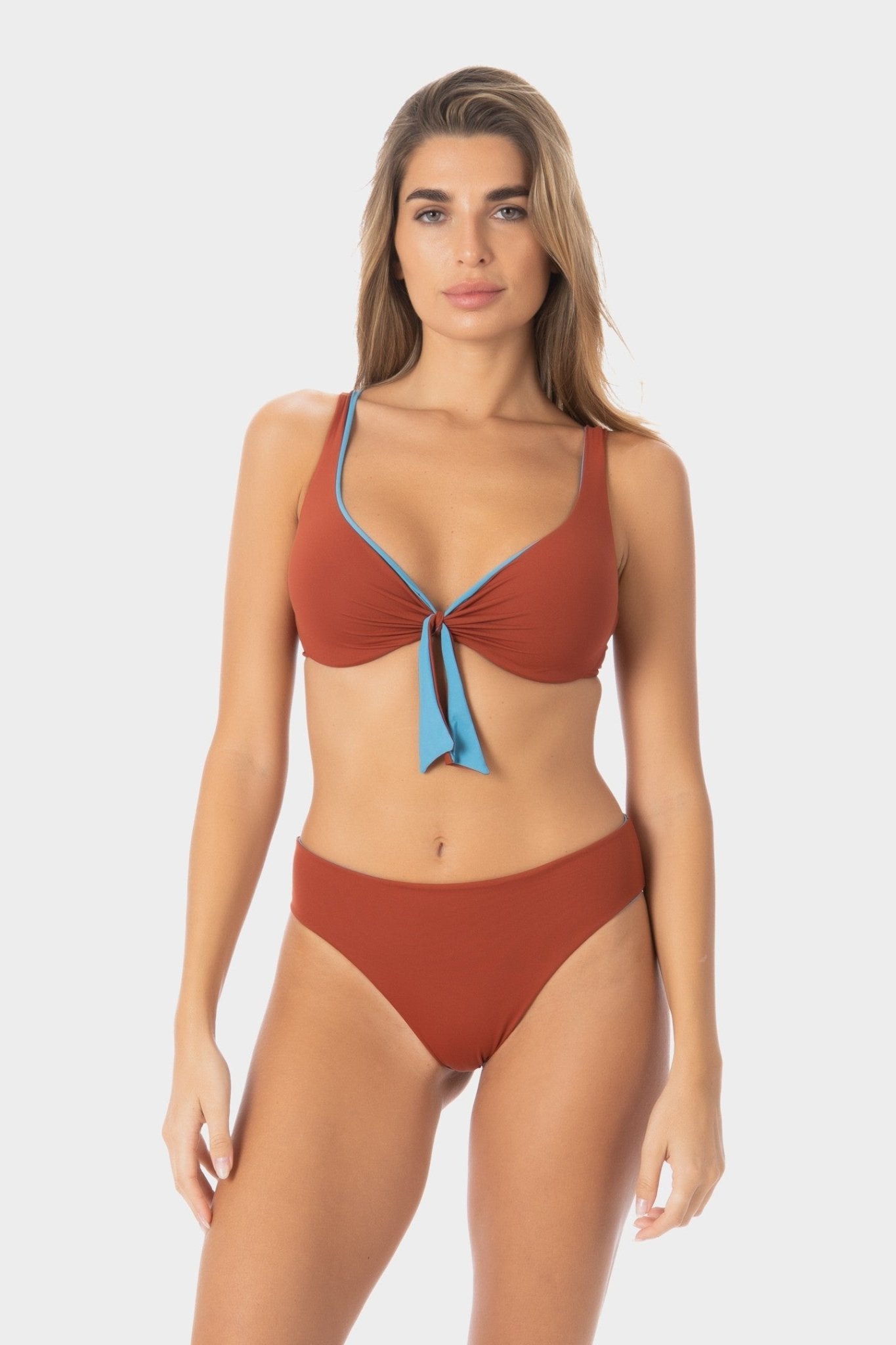 Grace | Slip Bikini Classico Reversibile - Ruggine/Blu - donna - Raggianti