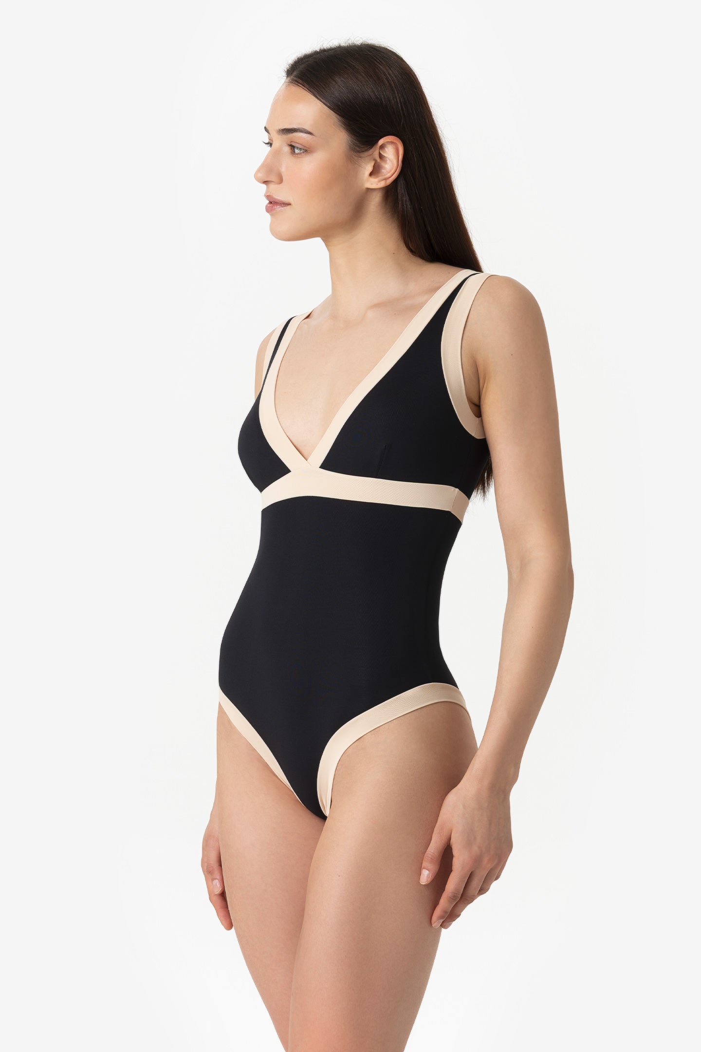 Dafne | Costume Intero Bordato - Nero/Beige - donna - Raggianti