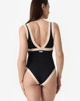 Dafne | Costume Intero Bordato - Nero/Beige - donna - Raggianti