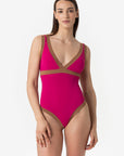 Dafne | Costume Intero Bordato - Magenta/Tabacco - donna - Raggianti