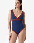 Dafne | Costume Intero Bordato - Blu/Ruggine - donna - Raggianti