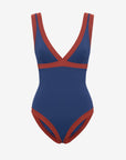 Dafne | Costume Intero Bordato - Blu/Ruggine - donna - Raggianti