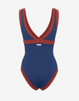 Dafne | Costume Intero Bordato - Blu/Ruggine - donna - Raggianti