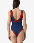 Dafne | Costume Intero Bordato - Blu/Ruggine - donna - Raggianti