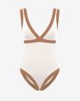 Dafne | Costume Intero Bordato - Yougurt/Tabacco - donna - Raggianti