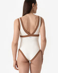 Dafne | Costume Intero Bordato - Yougurt/Tabacco - donna - Raggianti