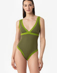 Dafne | Costume Intero Bordato - Verde Militare/Verde - donna - Raggianti