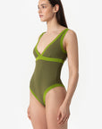 Dafne | Costume Intero Bordato - Verde Militare/Verde - donna - Raggianti