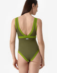 Dafne | Costume Intero Bordato - Verde Militare/Verde - donna - Raggianti