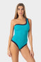 Ambra | Costume Intero Monospalla Bordato - Turchese/Blu - donna - Raggianti
