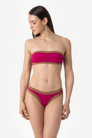 Sophie | Slip Brasiliano Bordato - Magenta/Tabacco - donna - Raggianti