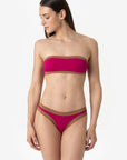 Sophie | Slip Brasiliano Bordato - Magenta/Tabacco - donna - Raggianti