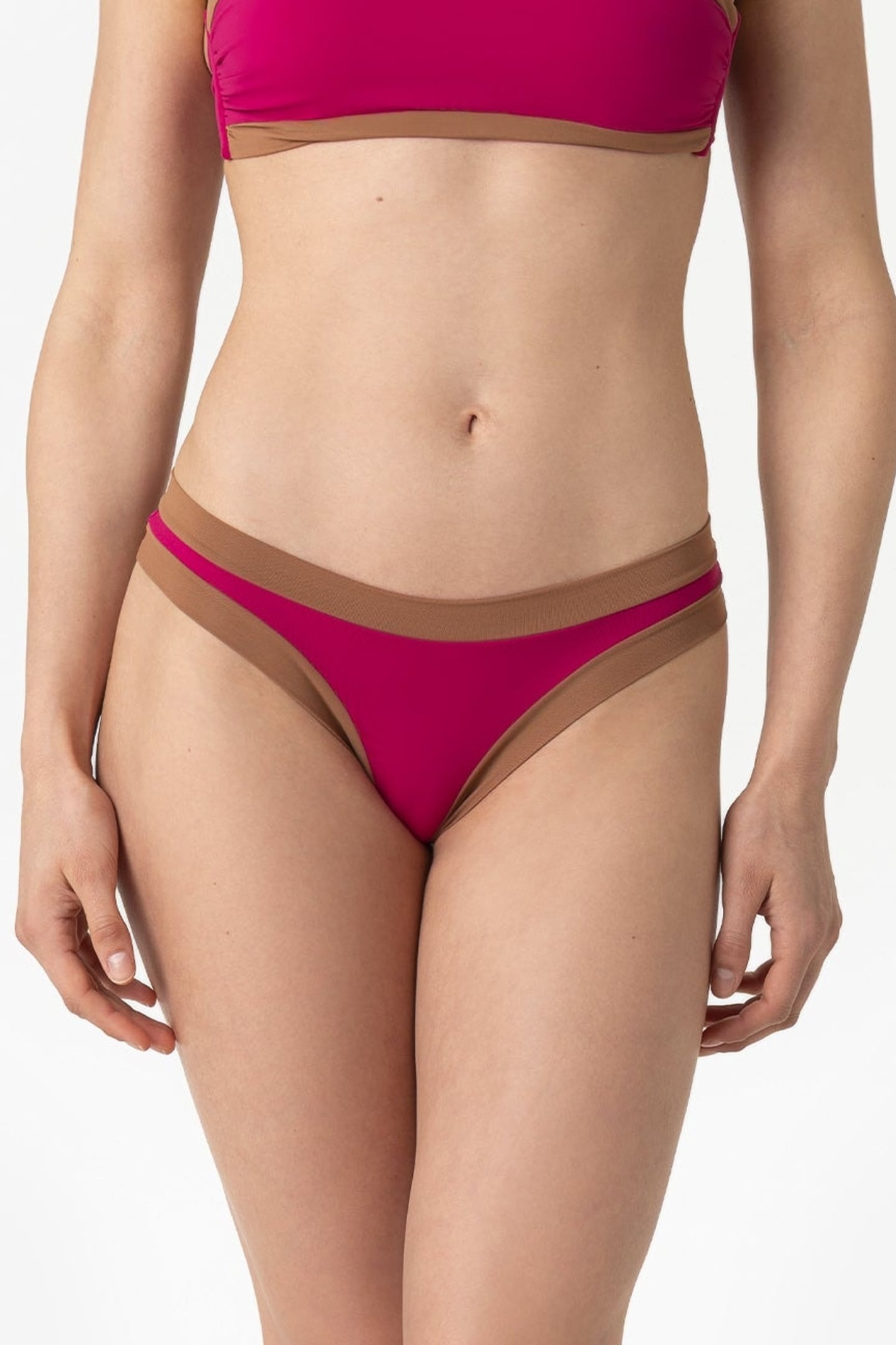 Sophie | Slip Brasiliano Bordato - Magenta/Tabacco - donna - Raggianti