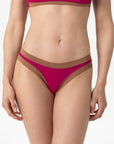 Sophie | Slip Brasiliano Bordato - Magenta/Tabacco - donna - Raggianti