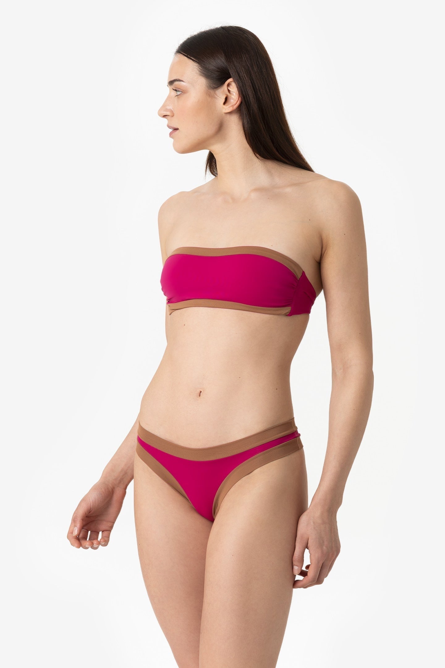 Sophie | Slip Brasiliano Bordato - Magenta/Tabacco - donna - Raggianti