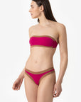 Sophie | Slip Brasiliano Bordato - Magenta/Tabacco - donna - Raggianti